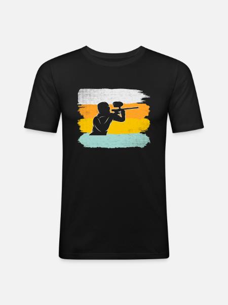 Paintball Rétro - T-shirt près du corps Homme - noir