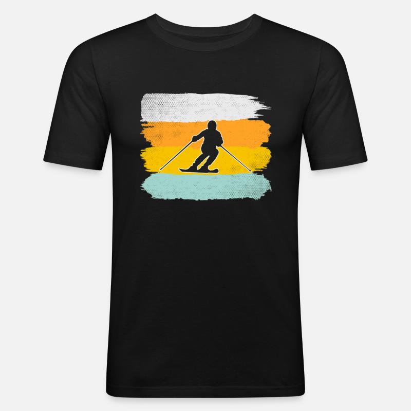 Ski Retro - Männer Slim Fit T-Shirt - Schwarz