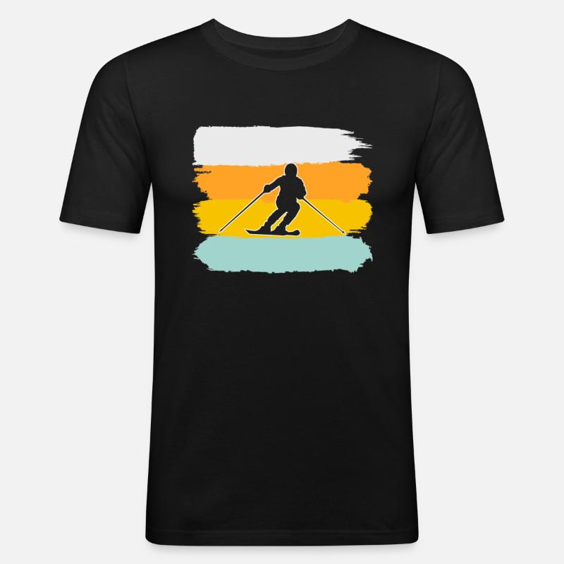 Ski Retro - Männer Slim Fit T-Shirt - Schwarz
