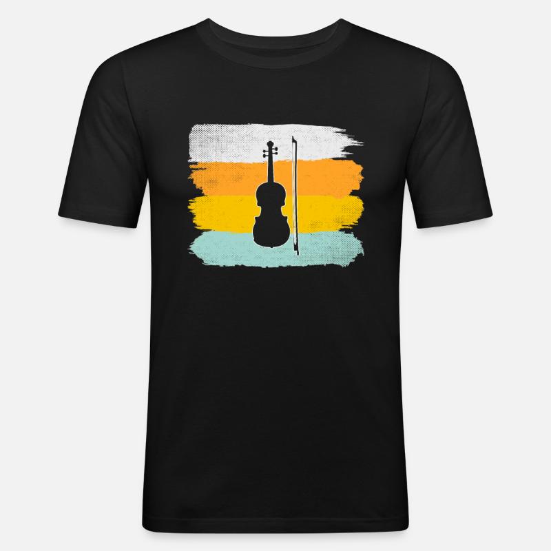Geige Retro - Männer Slim Fit T-Shirt - Schwarz