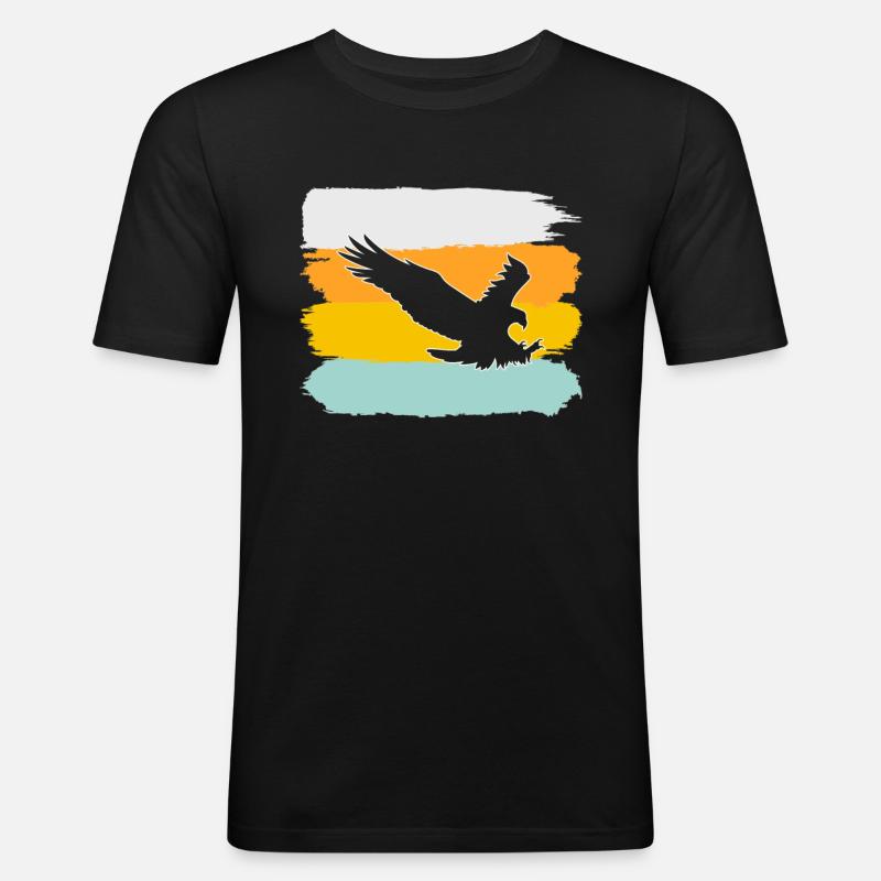 Adler Retro - Männer Slim Fit T-Shirt - Schwarz