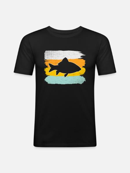 Fisch Retro - Männer Slim Fit T-Shirt - Schwarz