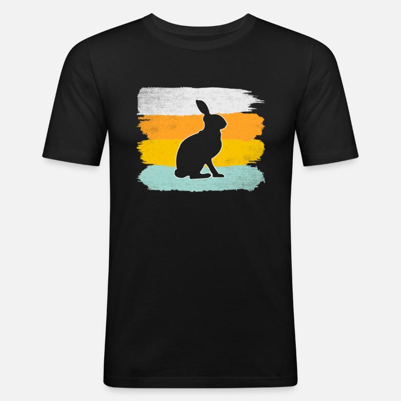 Hase Retro - Männer Slim Fit T-Shirt - Schwarz
