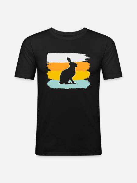 Lapin Rétro - T-shirt près du corps Homme - noir