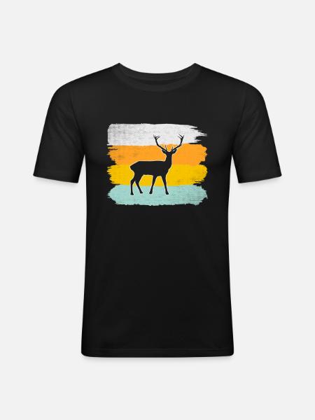 Hirsch Retro - Men's Slim Fit T-Shirt - black