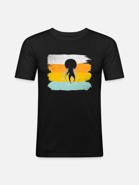 Jellyfish Retro - Men's Slim Fit T-Shirt - black