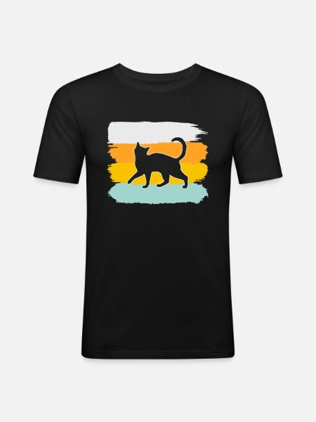 Chat Rétro - T-shirt près du corps Homme - noir