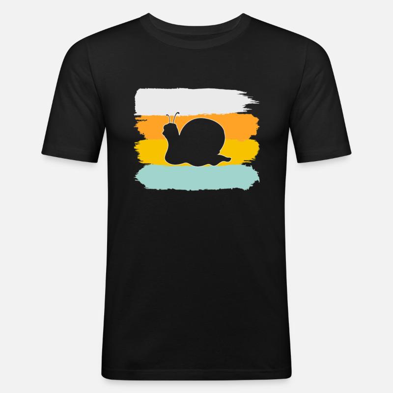 Schnecke Retro - Männer Slim Fit T-Shirt - Schwarz