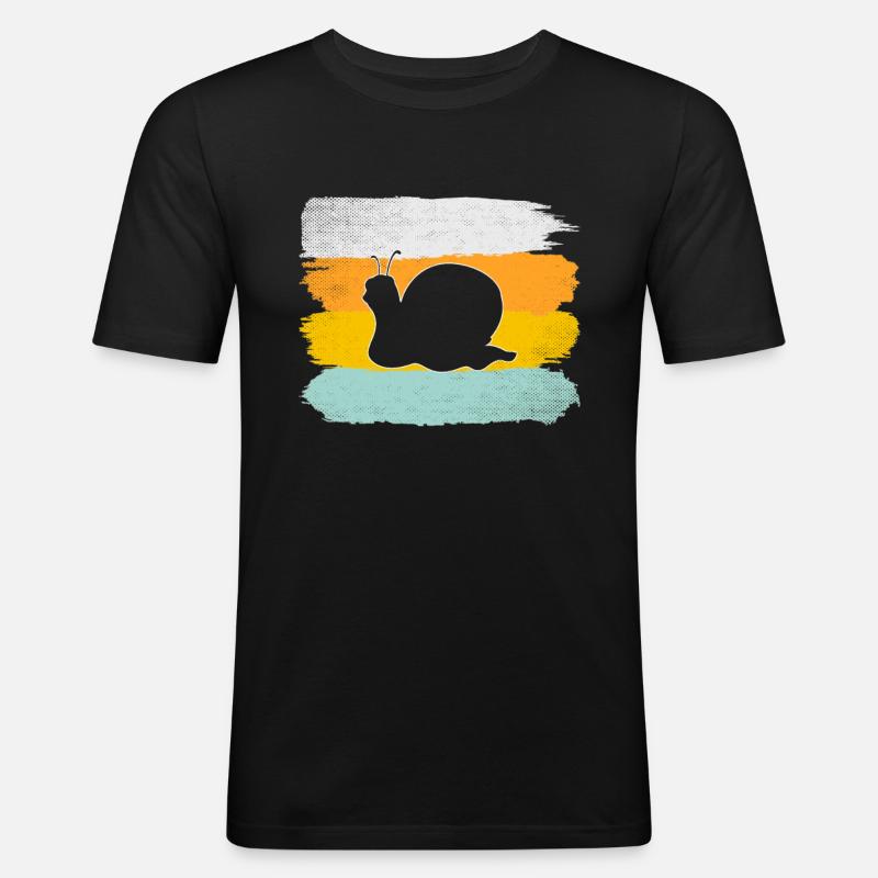 Schnecke Retro - Männer Slim Fit T-Shirt - Schwarz