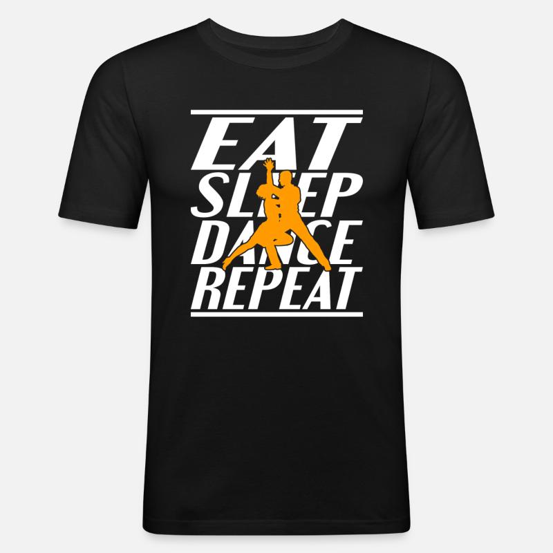 Nourriture Sommeil Danse - T-shirt près du corps Homme - noir