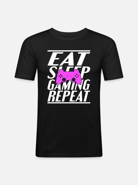 Eating Sleeping Gambling - Men's Slim Fit T-Shirt - black