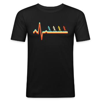 Lézard rétro battement de cœur - T-shirt près du corps Homme - noir - Devant - Nik (191cm)