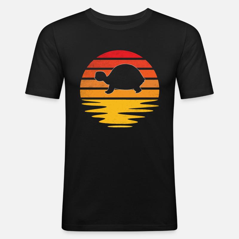 Turtle Retro - Men's Slim Fit T-Shirt - black