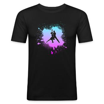 Tanzen - Männer Slim Fit T-Shirt - Schwarz - Vorne - Nik (191cm)