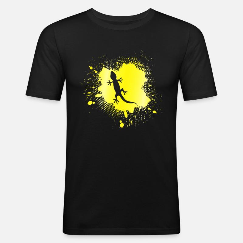 Eidechse - Männer Slim Fit T-Shirt - Schwarz