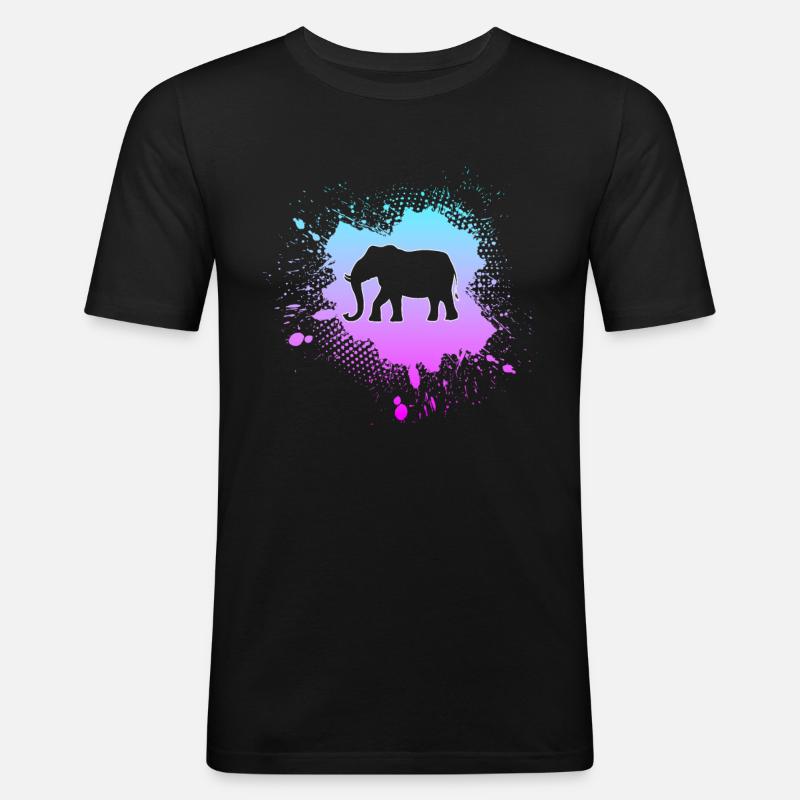 Elefant - Männer Slim Fit T-Shirt - Schwarz