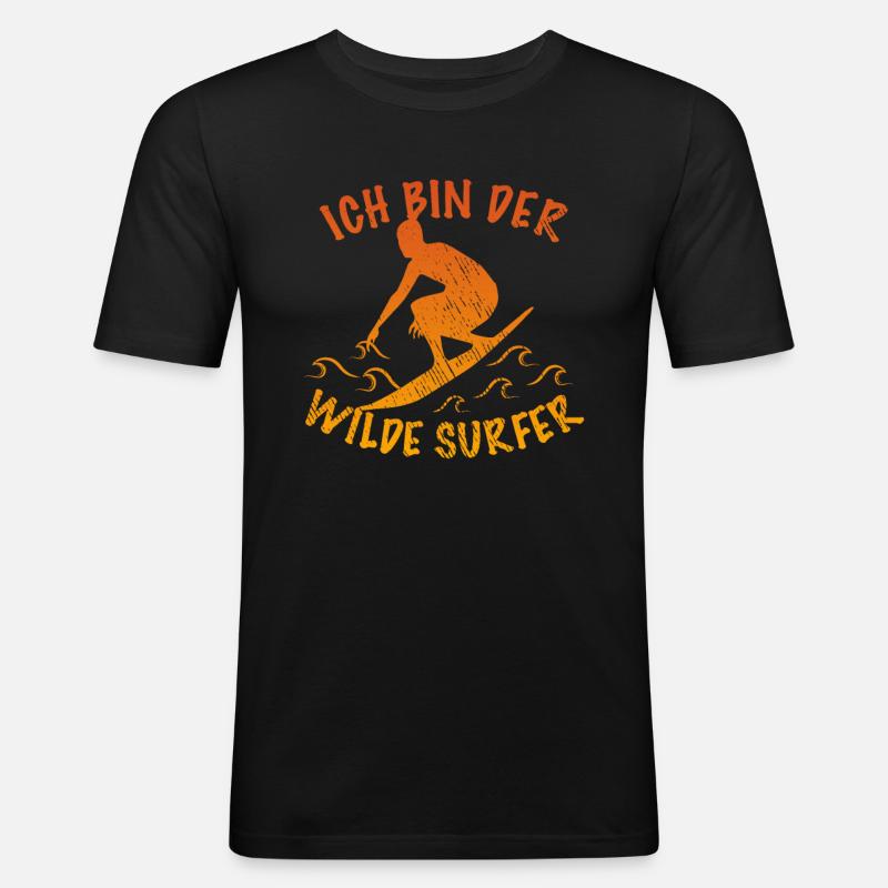 Surfen Spruch - Männer Slim Fit T-Shirt - Schwarz