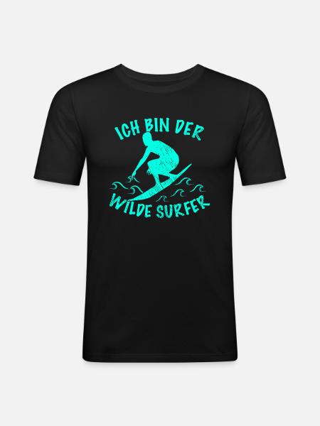 Citation de surf - T-shirt près du corps Homme - noir