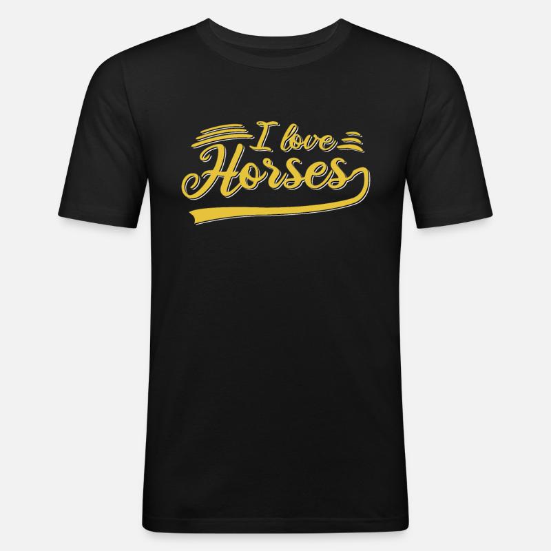 Ich liebe Pferde - Männer Slim Fit T-Shirt - Schwarz