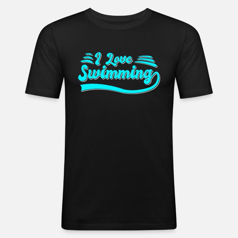 Ich liebe Schwimmen - Männer Slim Fit T-Shirt - Schwarz