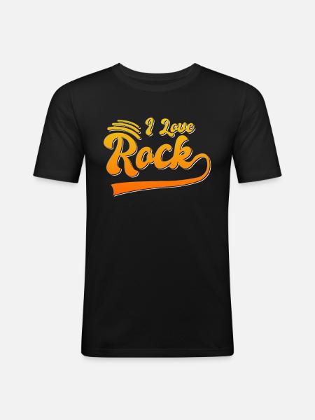 Ich liebe Rock - Männer Slim Fit T-Shirt - Schwarz