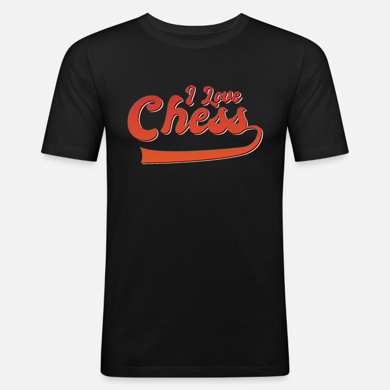 J’adore les échecs - T-shirt près du corps Homme - noir