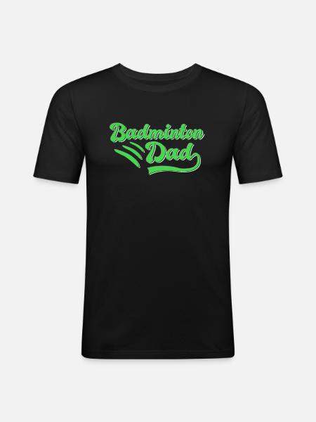 Badminton Papa Geschenk - Männer Slim Fit T-Shirt - Schwarz