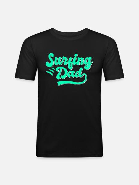 Surfen Papa Geschenk - Männer Slim Fit T-Shirt - Schwarz