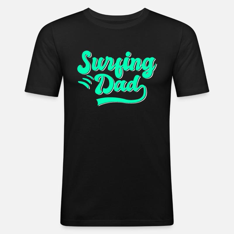 Surfen Papa Geschenk - Männer Slim Fit T-Shirt - Schwarz