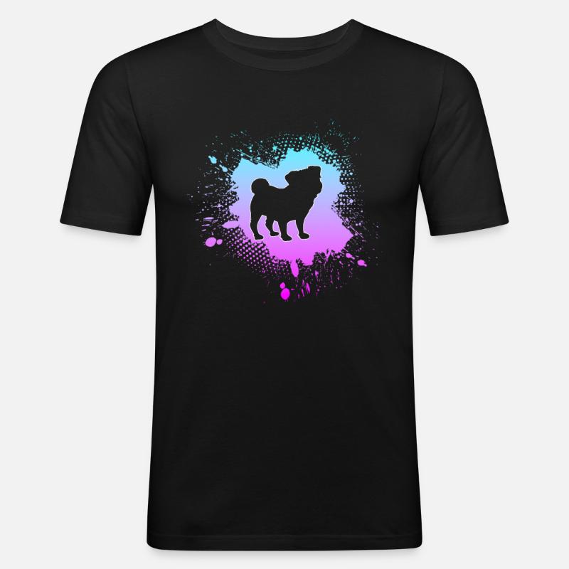 Mops - Männer Slim Fit T-Shirt - Schwarz