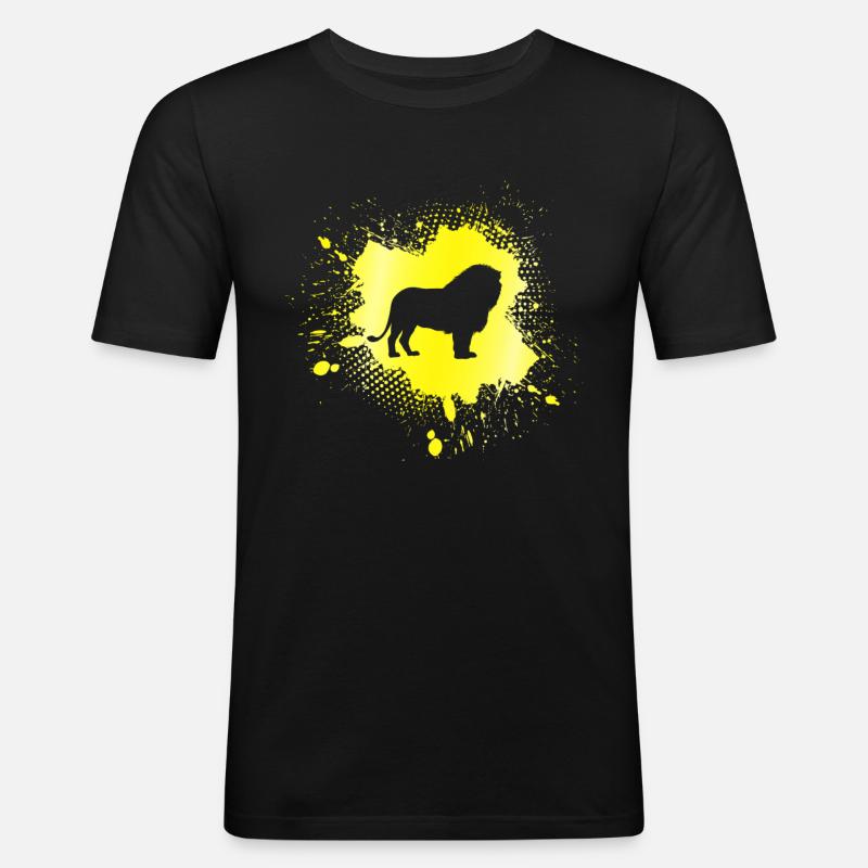 Löwe - Männer Slim Fit T-Shirt - Schwarz