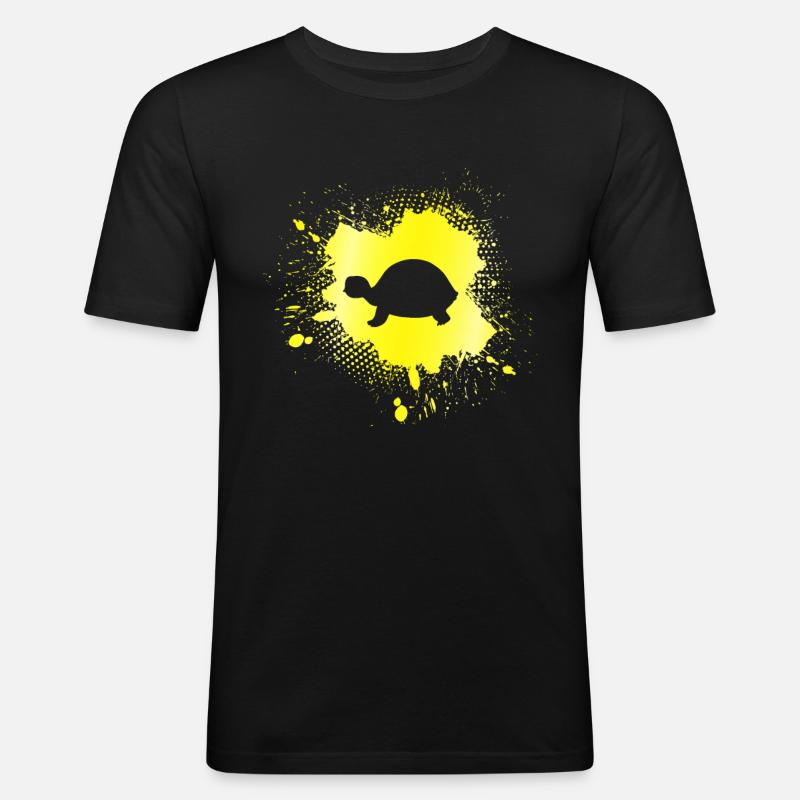Schildkröte - Männer Slim Fit T-Shirt - Schwarz
