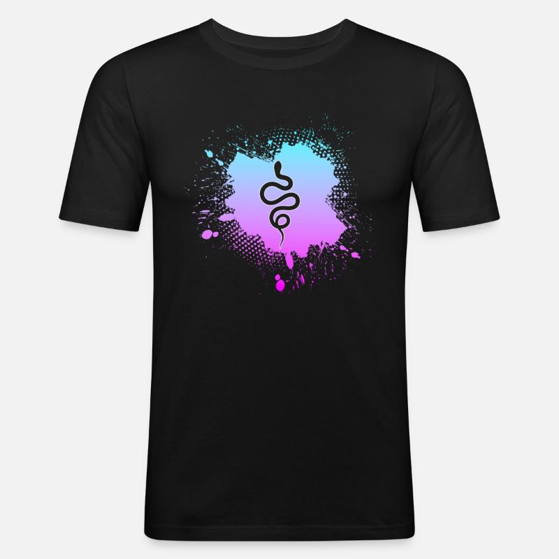 Schlange - Männer Slim Fit T-Shirt - Schwarz
