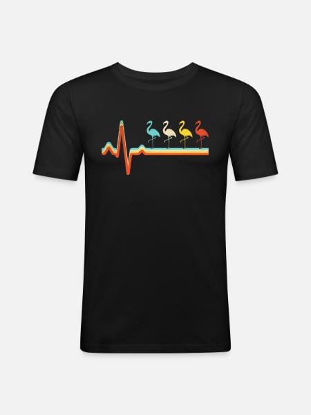 Flamingo Retro Heartbeat - Men's Slim Fit T-Shirt - black