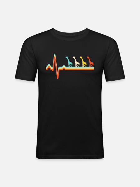 Giraffe Retro Heartbeat - Men's Slim Fit T-Shirt - black
