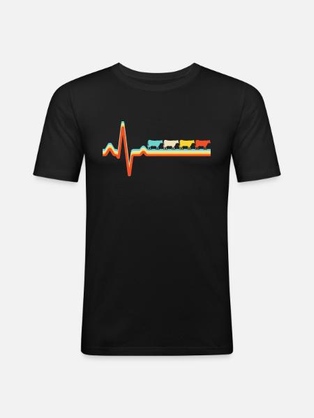 Taurus Retro Heartbeat - Men's Slim Fit T-Shirt - black
