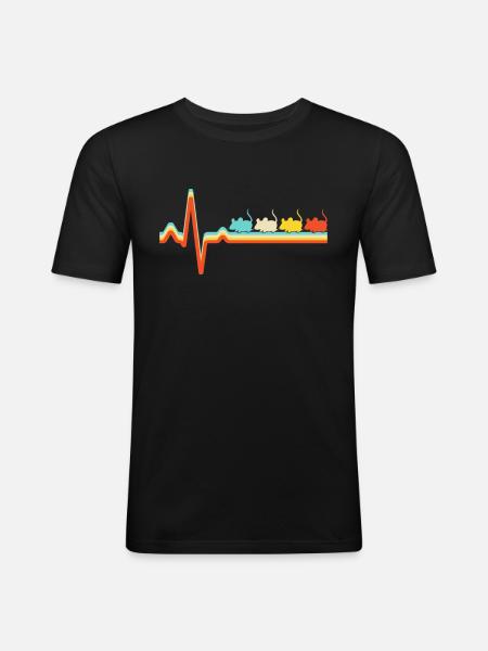 Mouse Retro Heartbeat - Men's Slim Fit T-Shirt - black