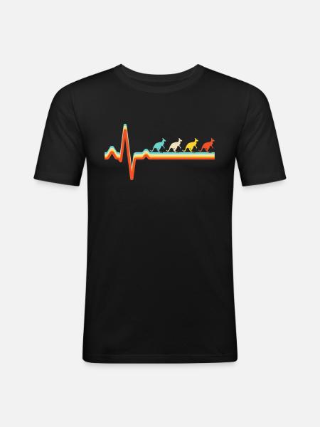 Kangaroo Retro Heartbeat - Men's Slim Fit T-Shirt - black