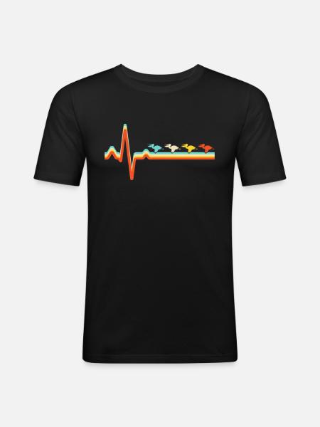 Pelikan Retro Heartbeat - Men's Slim Fit T-Shirt - black