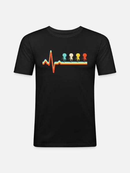 Jellyfish Retro Heartbeat - Men's Slim Fit T-Shirt - black