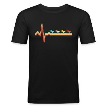 Pelikan Retro Heartbeat - T-shirt près du corps Homme - noir - Devant - Nik (191cm)