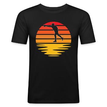 Boxen Retro - Männer Slim Fit T-Shirt - Schwarz - Vorne - Nik (191cm)
