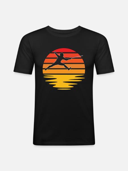 Fechten Retro - Männer Slim Fit T-Shirt - Schwarz