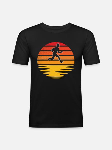 Jogging Rétro - T-shirt près du corps Homme - noir