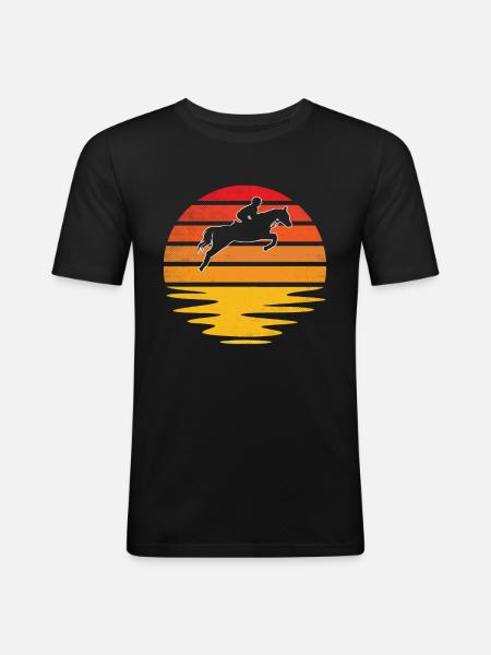 Chevaux Rétro - T-shirt près du corps Homme - noir