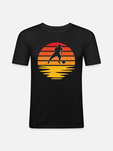 Fußball Retro - Männer Slim Fit T-Shirt - Schwarz