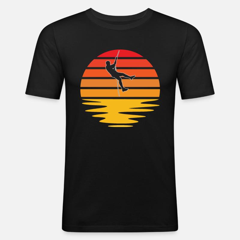 Klettern Retro - Männer Slim Fit T-Shirt - Schwarz