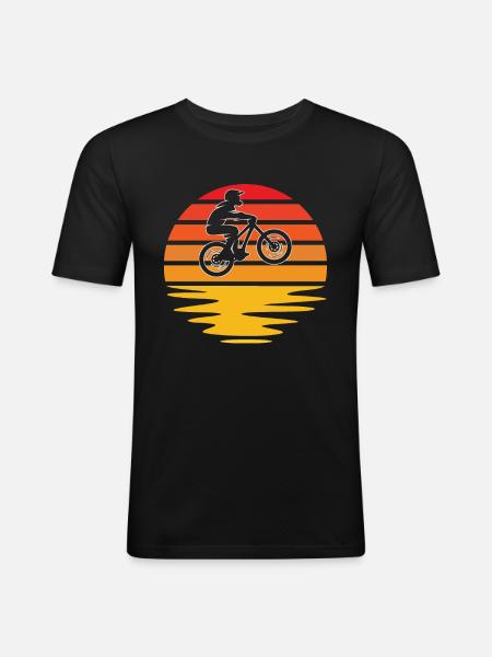 VTT rétro - T-shirt près du corps Homme - noir