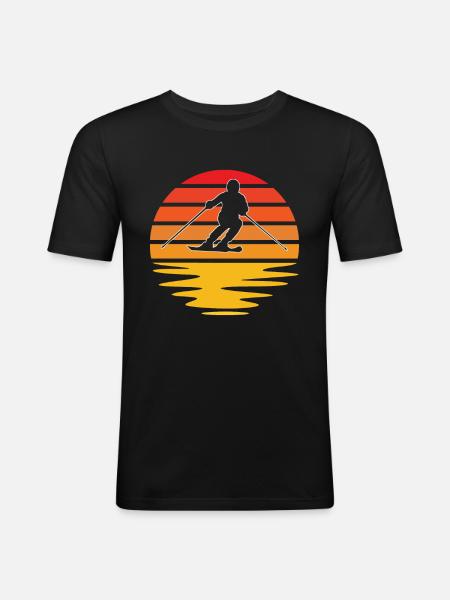 Ski rétro - T-shirt près du corps Homme - noir