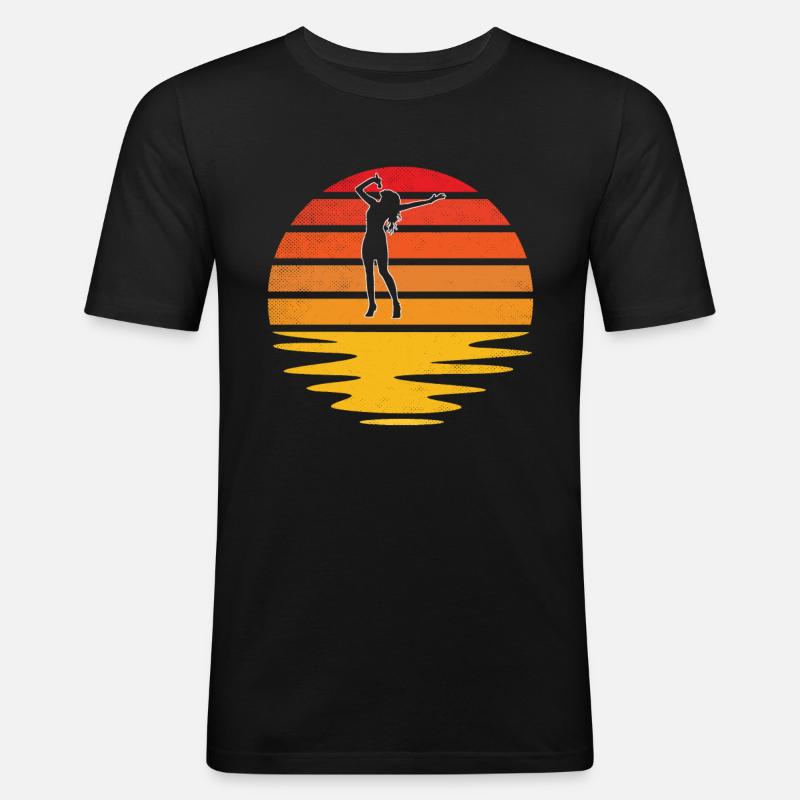 Singen Retro - Männer Slim Fit T-Shirt - Schwarz